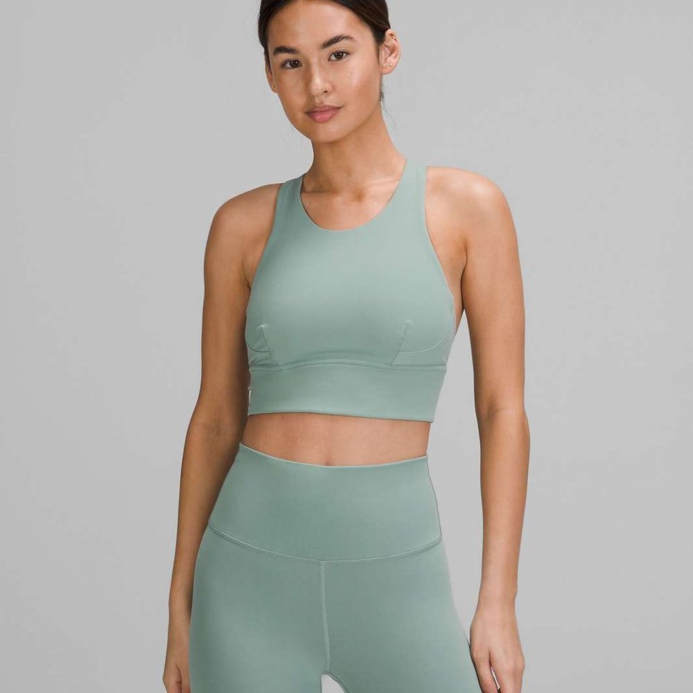 lululemon athletica High Neck Sports Bra in Sage Green